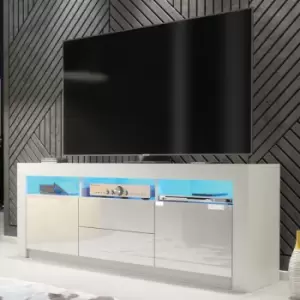 Creative Furniture - tv Unit 160cm Sideboard Cabinet Cupboard tv Stand Living Room High Gloss Doors - White - White