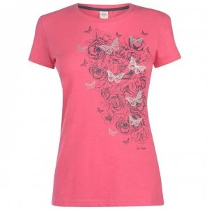 Lee Cooper Classic T Shirt Ladies - Hot Pink Marl
