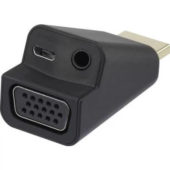 Renkforce RF-4149768 HDMI / VGA Adapter [1x HDMI plug - 1x VGA socket, Jack socket 3.5 mm] Black