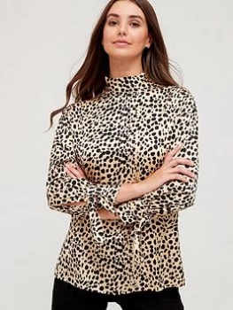 BOSS Leopard Print Blouse - Brown, Multi, Size 12, Women