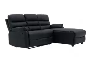 Carter Black Leather Corner Sofa with Right Chaise