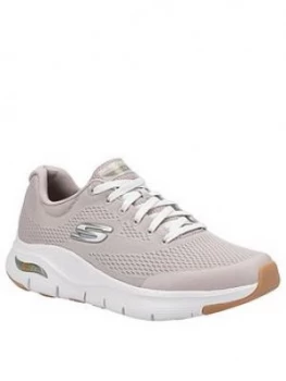 Skechers Arch Fit Lace Up Trainers - Taupe, Size 11, Men
