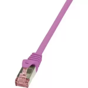 LogiLink CQ2059S RJ45 Network cable, patch cable CAT 6 S/FTP 2m Pink Flame-retardant, incl. detent