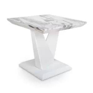 Shankar Saturn Marble Effect Grey/White Lamp Table