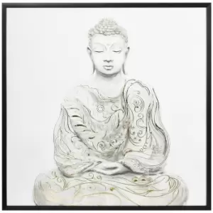 Canvas Wall Art Gold Textured Buddha, Wall Pictures Home Decor, 83 x 83 cm