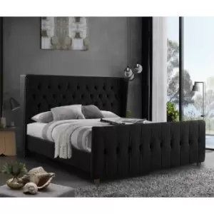 Envisage Trade - Clarita Upholstered Beds - Plush Velvet, Double Size Frame, Black - Black
