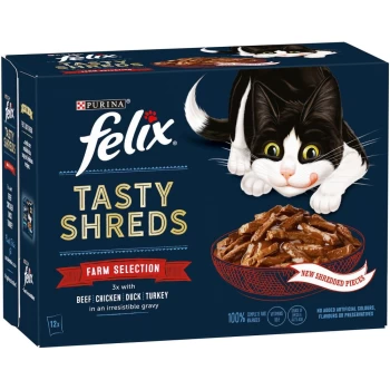Felix Tasty Shreds Wet Cat Food - 15% Off!* - Fish Selection (12 x 80g)