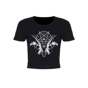 Grindstore Ladies/Womens Goat Skull Pentagram Crop Top (Small (UK 8-10)) (Black)