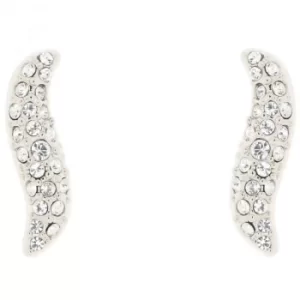 Ladies Karen Millen Silver Plated Pave Crystal Wave Stud Earring