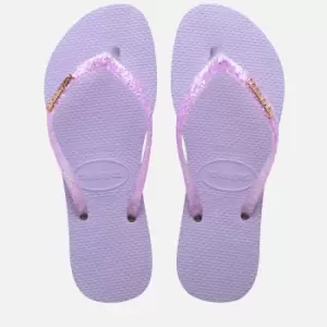 Havaianas Womens Slim Glitter Flourish Flip Flops - Purple - UK 8