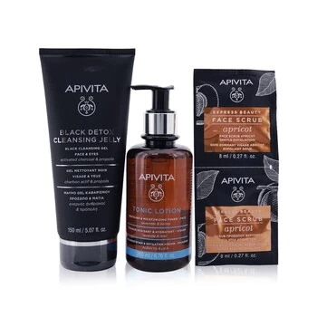 ApivitaIs It Clear? Cleansing & Soothing Set: Cleansing Jelly 150ml+ Tonic Lotion 200ml+ Face Scrub with Apricot 2x8ml 3pcs