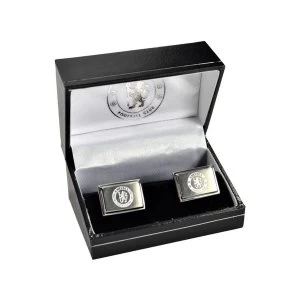Chelsea Stainless Steel Engraved Oblong Crest Boxed Cufflinks