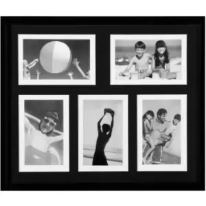 5 Picture 4 x 6' Black Plastic Photo Frame - Premier Housewares