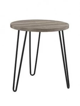 Owen Round Side Table - Grey Oak Effect