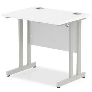 Trexus Desk Rectangle Cantilever Silver Leg 800x600mm White Ref
