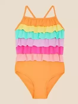 Accessorize Girls Ruffle Swimsuit - Multi, Size Age: 7-8 Years, Women