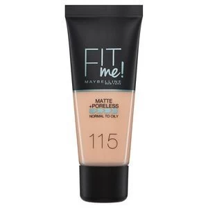 Maybelline Fit Me Matte and Poreless Foundation 115 Ivory 30ml Nude