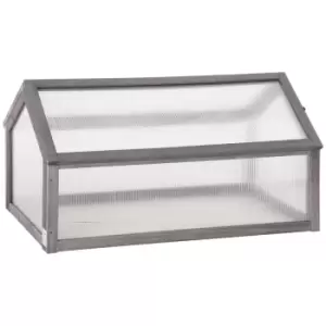 Outsunny Wooden Cold Frame Greenhouse Garden Polycarbonate Grow House - Grey