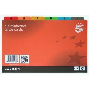 5 Star Office Guide Card Set A Z Reinforced 8x5" 203x127mm White with Assorted Coloured Tabs