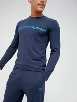 Emporio Armani Bodywear Bodywear Mega Logo Pyjama Set - Navy, Size XL, Men