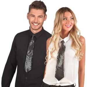 Black Tie With Transparent Sequins For Adults