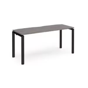 Bench Desk Single Person Rectangular Desk 1600mm Grey Oak Tops With Black Frames 600mm Depth Adapt