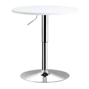 60cm Adjustable Height Round Bar Table With Swivel Top Metal Frame White