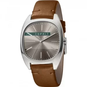 Esprit Infinity Mens Watch featuring a Dark Brown Leather Strap and Dark Grey Dial