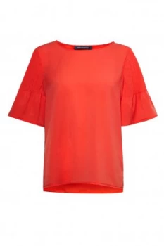 French Connection Classic Crepe Pintuck Shoulder T Shirt Red