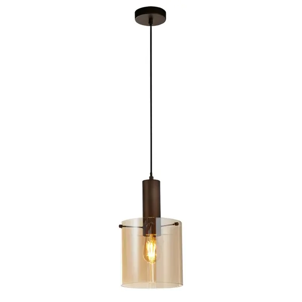 Searchlight Sweden Ceiling Pendant Light - Brown with Amber Glass