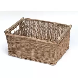 Kitchen Log Fireplace Wicker Storage Basket With Handles Xmas Empty Hamper Basket [Natural,Large] 45x35x20cm]