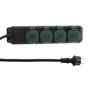 REV 0512468555 power extension 1.4 m 4 AC outlet(s) Outdoor Black,...