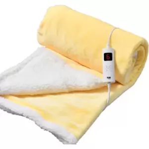Glam Haus Glamhaus Heated Throw Electric Fleece Over Blanket Sofa Bed Large 160 X 130Cm - Yellow