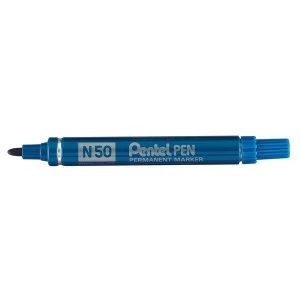 Pentel N50 C 2.2mm Bonded Fibre Bullet Tip Permanent Marker Blue Pack of 12
