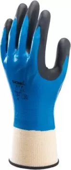 Showa Blue Nitrile Coated Nylon Work Gloves, Size 8, Medium, 2 Gloves