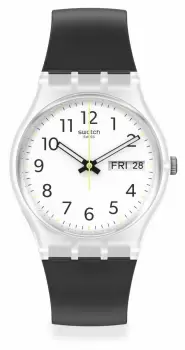 Swatch GE726-S26 RINSE REPEAT White Dial Black Silicone Watch