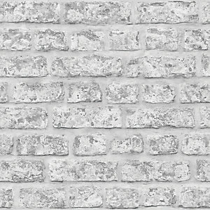 Arthouse Rustic Brick Grey Wallpaper Paper substrate - wilko
