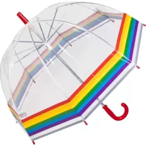 X-Brella Childrens/Kids Rainbow Stripe Dome Umbrella (One Size) (Clear/Red)