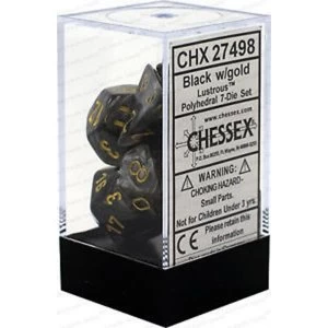 Chessex Poly 7 Dice Set: Lustrous Black/gold