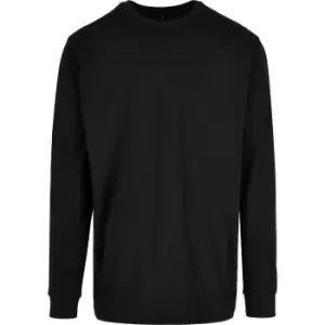 Build Your Brand Mens Organic Ribbed Cuff Sweatshirt (S) (Black)