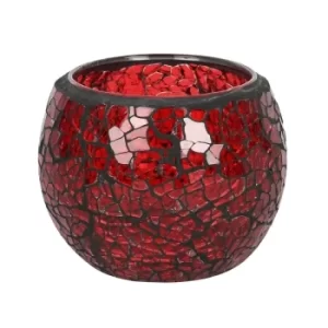 Small Round Red Crackle Candle Holder