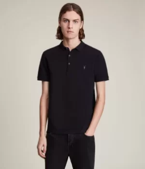 AllSaints Mens Cotton Slim Fit Essential Reform Polo Shirt, Navy Blue, Size: M