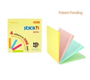 Stickn Magic Pad 76x76mm 4 Pastel Colours 100 sh/pad PK12