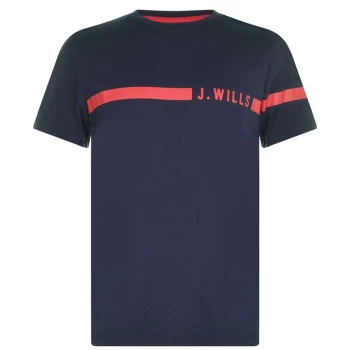 Jack Wills Budden Stripe Logo T-Shirt - Navy