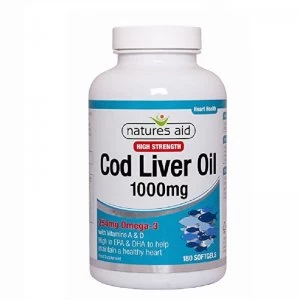 Natures Aid Cod Liver Oil 1000mg High Strength 180 Softgels