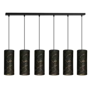 Emibig Karli Black Bar Pendant Ceiling Light with Black Fabric Shades, 6x E14