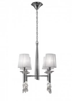 Ceiling Pendant 4+4 Light E14+G9, Polished Chrome with White Shades & Clear Crystal