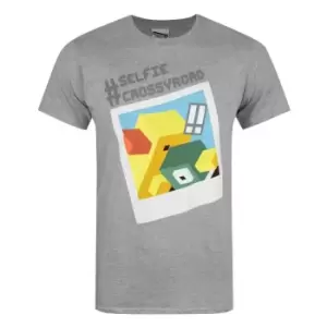 Crossy Road Mens Official Selfie Short Sleeved T-Shirt (Medium) (Light Grey)