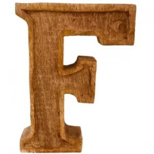 Letter F Hand Carved Wooden Embossed