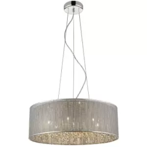 Spring Lighting - Spring Traditional Pendant Ceiling 7 Light Silver, Crystal